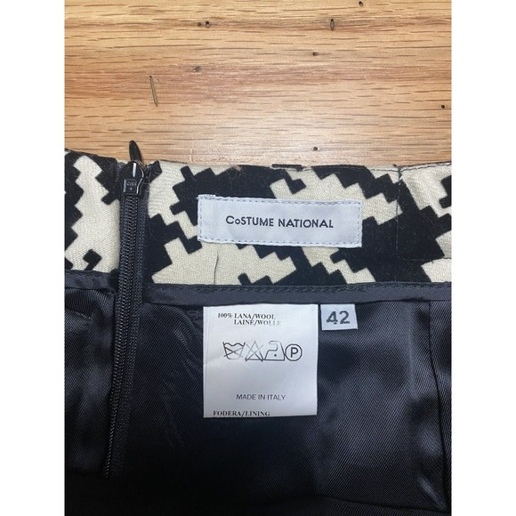 Costume National Womens Size 42 US 6 Black Ivory Houndstooth Wool Velvet Vintage - Picture 4 of 10